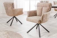 Chaise pivotante sans roulettes Greige Noir en tissu...