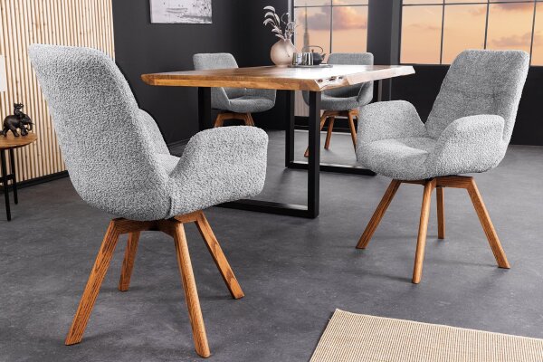 Chaise de salle à manger Gris Scandinave en bois bouclé