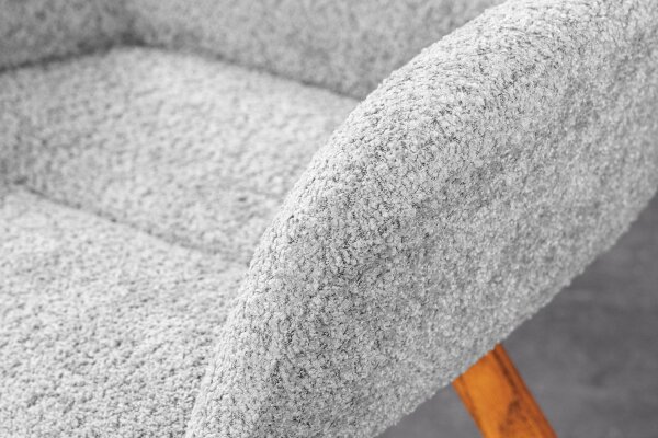 Chaise de salle à manger Gris Scandinave en bois bouclé