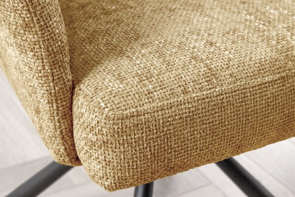 Chaise de bureau pivotante en jaune noir sans roulettes en tissu métal