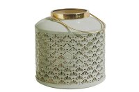 Lanterne porte-bougie Fer H : 20 cm pour bougies Vert Or...