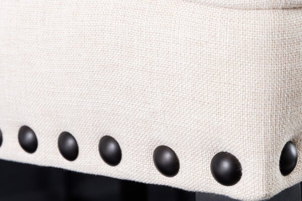 Tabouret de bar avec dossier en beige noir Chesterfield tissu bois