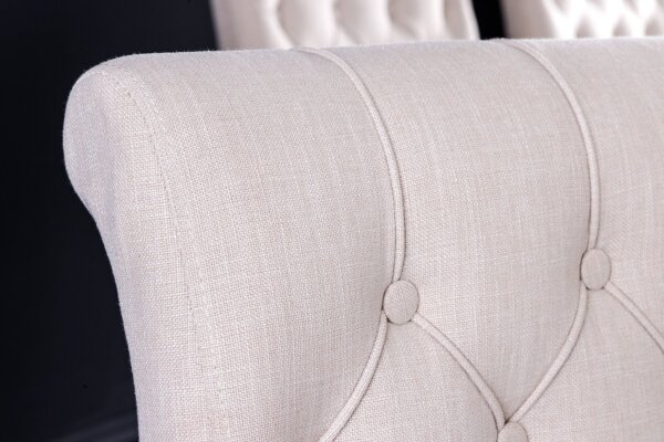Chaise rembourrée avec accoudoirs Beige en tissu bois Chesterfield
