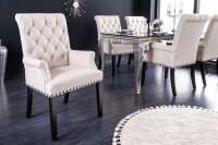 Chaise rembourrée avec accoudoirs Beige en tissu...