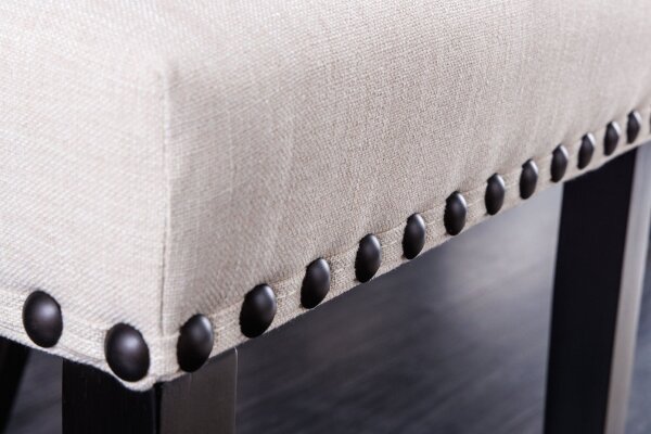 Chaise de salle à manger Beige Noir Tissu Chesterfield Bois