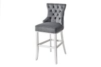 Chaise de bar avec dossier velours acier inoxydable gris...
