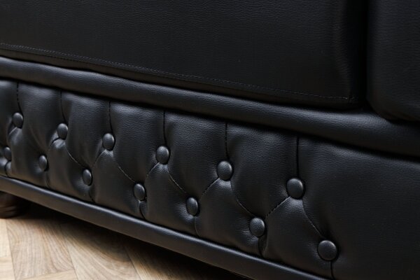 Fauteuil en simili cuir noir marron L : 110 cm Chesterfield