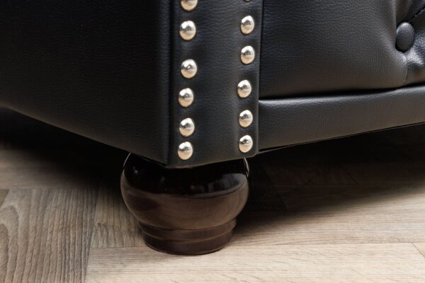Fauteuil en simili cuir noir marron L : 110 cm Chesterfield