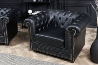 Fauteuil en simili cuir noir marron L : 110 cm Chesterfield