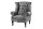Fauteuil à oreilles velours bois gris marron L : 85 cm Chesterfield