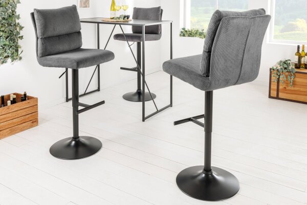 Chaise de bar réglable en hauteur Cordon Métal Gris Noir pivotant
