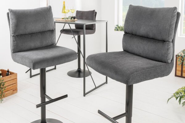 Chaise de bar réglable en hauteur Cordon Métal Gris Noir pivotant