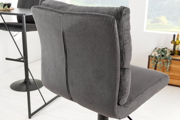 Chaise de bar réglable en hauteur Cordon Métal Gris Noir pivotant
