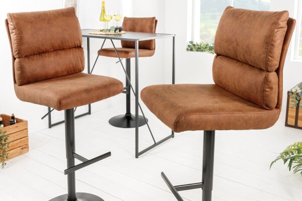 Chaise de comptoir réglable en hauteur pivotante Marron Noir