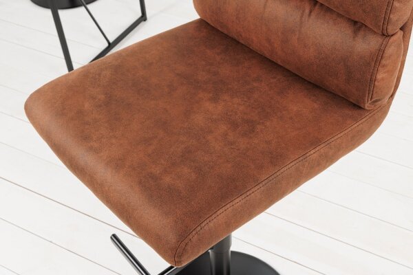 Chaise de comptoir réglable en hauteur pivotante Marron Noir