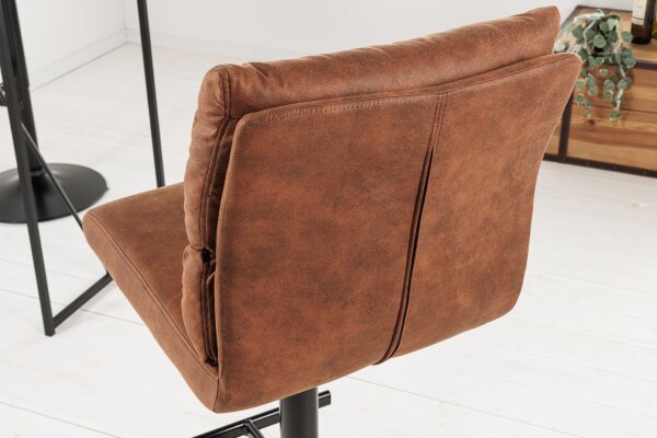 Chaise de comptoir réglable en hauteur pivotante Marron Noir