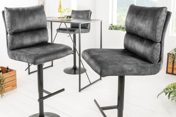 Tabouret de bar réglable en hauteur pivotant velours gris noir