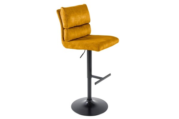 Chaise de bar pivotante réglable en hauteur velours métal jaune noir