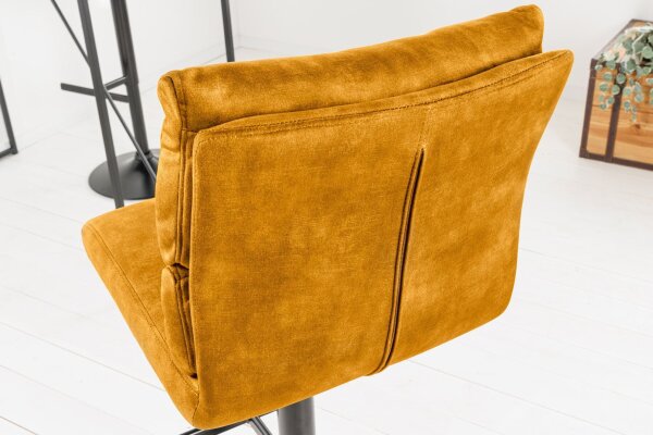 Chaise de bar pivotante réglable en hauteur velours métal jaune noir