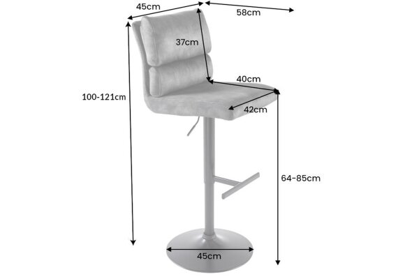 Chaise de bar pivotante réglable en hauteur velours métal jaune noir