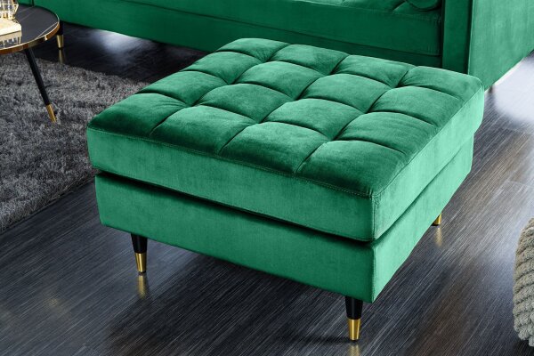 Pouf velours vert L : 80 cm Design rétro SOPHIA