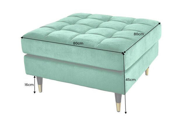 Pouf velours vert L : 80 cm Design rétro SOPHIA