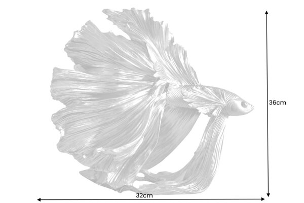 Statue argent poisson combattant en polyrésine H : 36 cm Deko