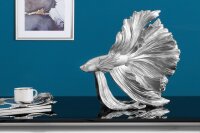 Statue argent poisson combattant en polyrésine H :...