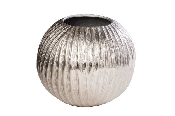 Vase décoratif rond Ø 24 cm en argent fait main martelé pièce unique