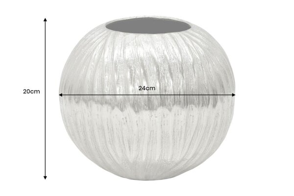 Vase décoratif rond Ø 24 cm en argent fait main martelé pièce unique