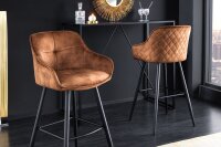 Chaise de comptoir avec dossier velours métal...