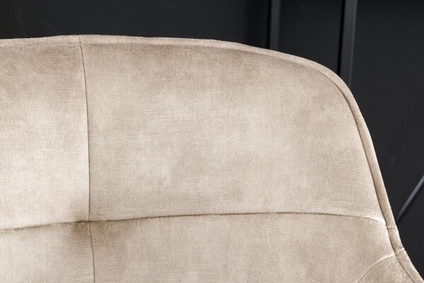 Tabouret de bar velours métal crème beige noir avec dossier