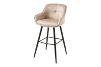 Tabouret de bar velours m&eacute;tal cr&egrave;me beige...