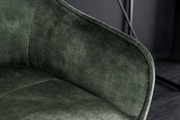 Tabouret de bar velours métal vert noir avec dossier repose-pieds