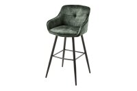 Tabouret de bar velours m&eacute;tal vert noir avec...