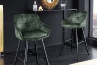Tabouret de bar velours métal vert noir avec...