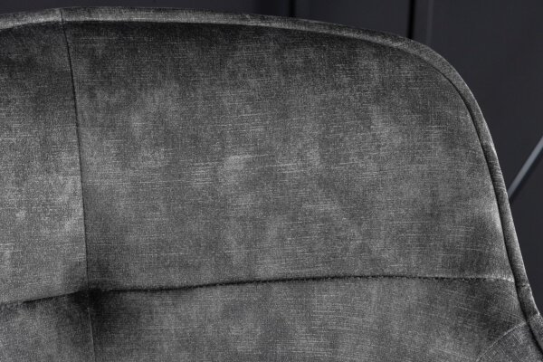 Chaise de comptoir velours métal gris noir rétro avec dossier