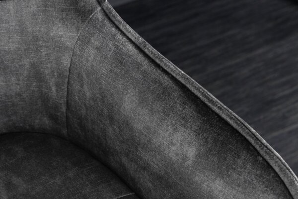 Chaise de comptoir velours métal gris noir rétro avec dossier