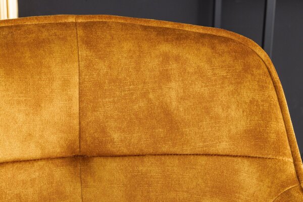 Tabouret de bar avec dossier Rétro Jaune Noir en velours Métal