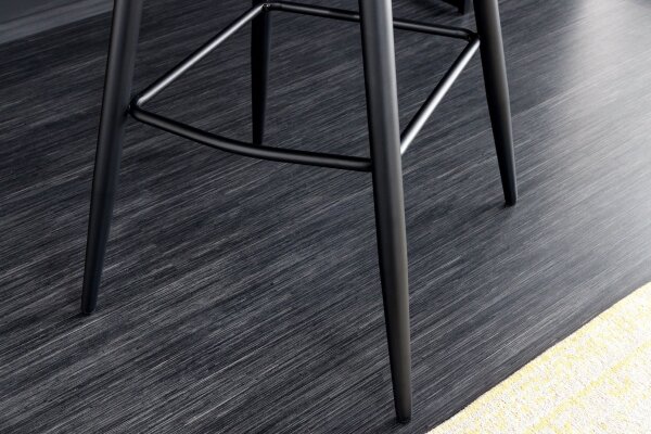 Tabouret de bar avec dossier Rétro en velours noir pétrole métal