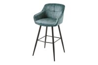 Tabouret de bar avec dossier Rétro en velours noir...