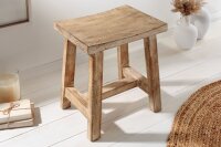 Pouf en bois massif Assise incurvée Shabby Chic