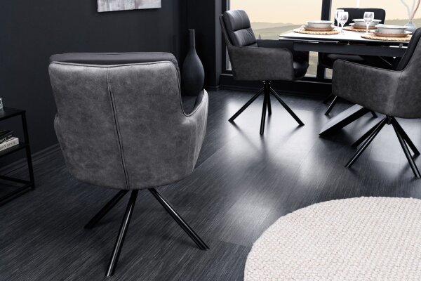 Chaise de bureau cuir tissu métal pivotant anthracite noir
