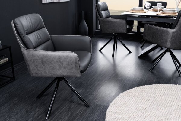Chaise de bureau cuir tissu métal pivotant anthracite noir