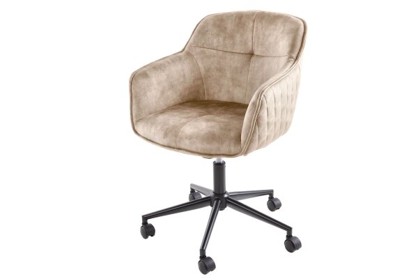 Chaise de bureau réglable en hauteur Housse en velours crème beige