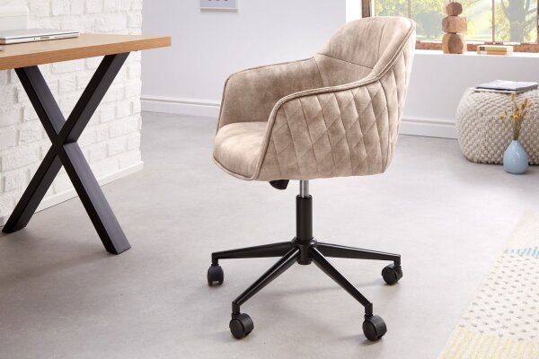 Chaise de bureau réglable en hauteur Housse en velours crème beige