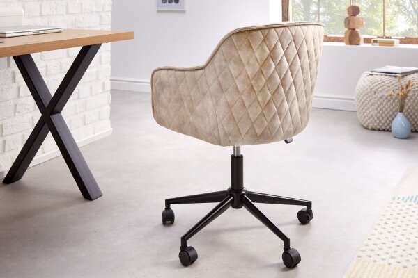 Chaise de bureau réglable en hauteur Housse en velours crème beige