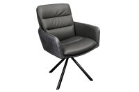 Chaise pivotante cuir tissu métal gris noir sans...