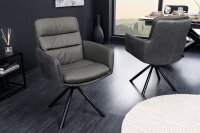 Chaise pivotante cuir tissu métal gris noir sans...