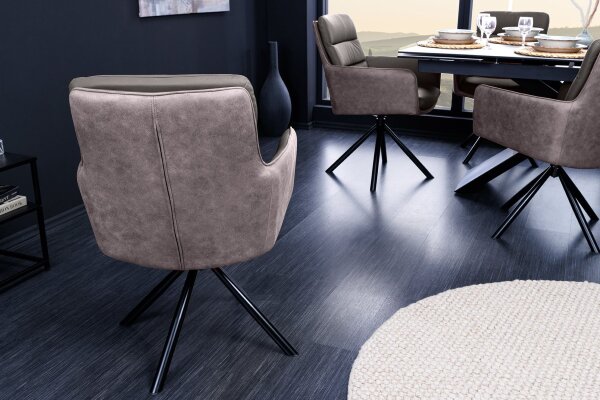 Chaise de bureau taupe noir en cuir tissu métal sans roulettes